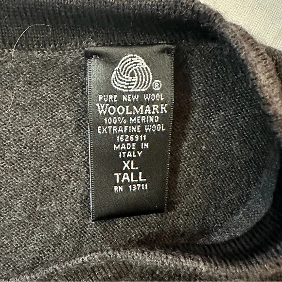 Brandini 100% Merino Wool grey sweater Vest XL Tall - Picture 4 of 5